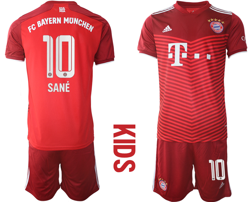 Youth 2021-2022 Club Bayern Munich home red #10 Soccer Jersey